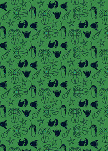 绿色底黑色图案无缝背景