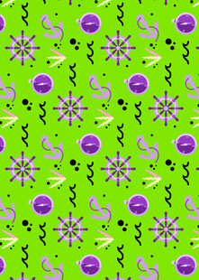 绿色底紫色花朵图案背景