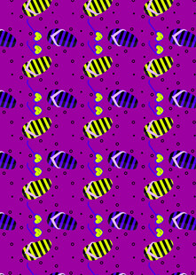 紫色背景的多彩鱼图案