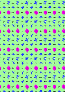 绿底粉蓝图案无缝背景
