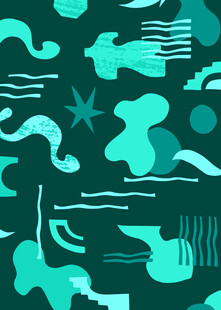 蓝绿色抽象海洋元素图案