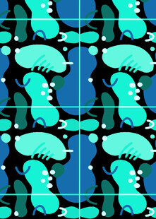 蓝绿海洋生物图案设计