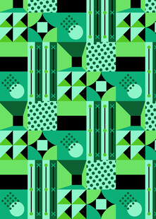 几何拼接绿色图案背景