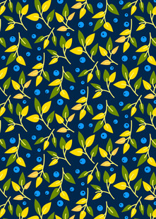 蓝底黄绿叶图案纹理