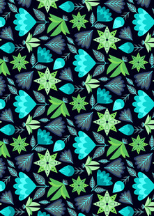 蓝绿植物图案无缝背景
