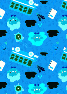 蓝色卡通图案无缝背景