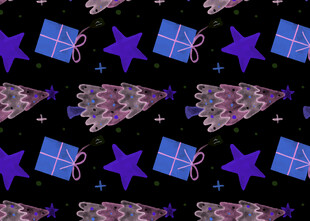 紫色星星礼物图案背景