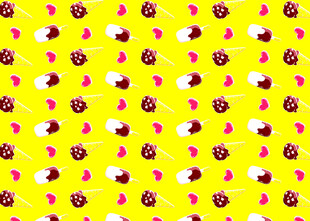 黄色背景多彩冰淇淋图案