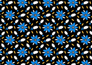 蓝色小花黑色底纹图案