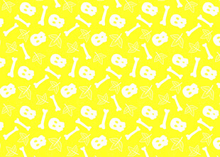 黄色背景骷髅骨头图案