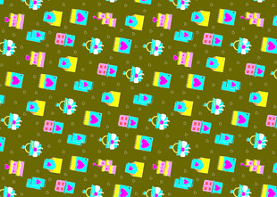 多彩卡通图案无缝背景图