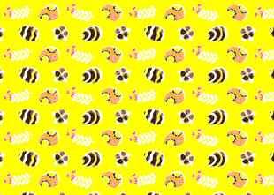 黄色蜜蜂香蕉图案背景