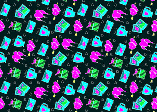 多彩卡通图案背景纹理