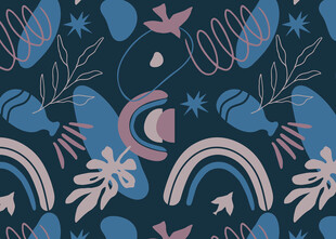 梦幻手绘风多彩图案元素