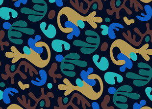 海洋生物图案的多彩背景