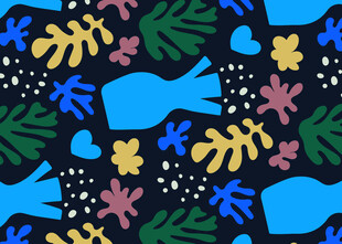多彩动植物图案背景