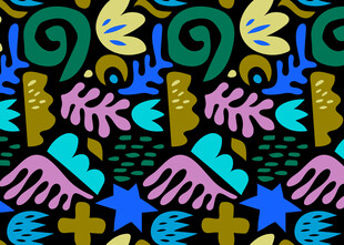 多彩抽象植物几何图案