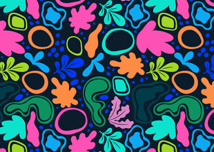 多彩抽象花卉图案设计