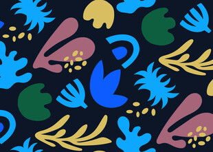 多彩抽象植物图案背景