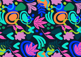 多彩花卉几何图案背景
