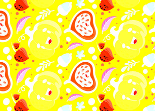 可爱水果小黄鸭图案背景