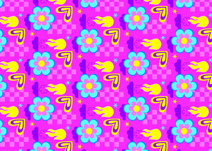 粉色背景可爱动物花卉图案