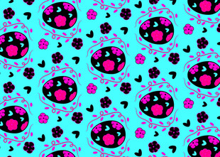 蓝底多彩瓢虫图案背景