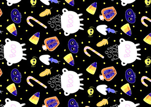 万圣节元素无缝图案背景