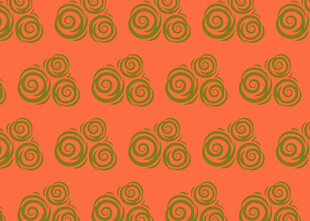 橙底绿纹螺旋图案背景