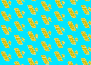 蓝色背景黄色仙人掌图案