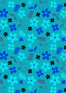 蓝绿色调花朵图案背景