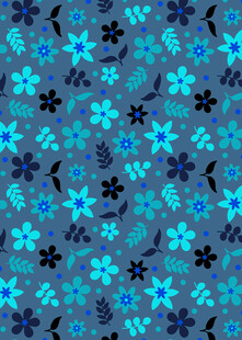 蓝色花卉图案背景纹理