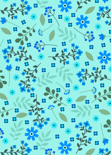 清新蓝花绿叶图案纹理
