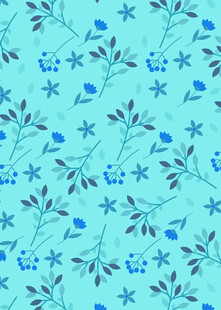 蓝底花卉小鸟图案纹理