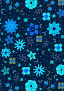 蓝色花卉图案背景纹理