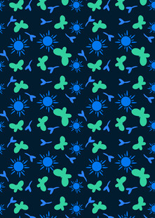 蓝绿花卉图案背景纹理