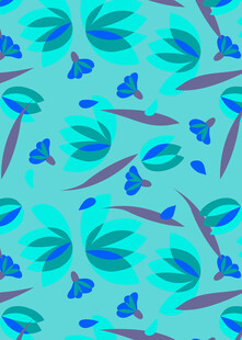 蓝绿花卉图案背景