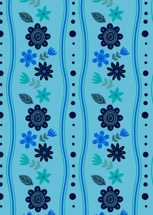 蓝色花卉条纹图案背景