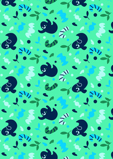 海洋生物图案的清新背景