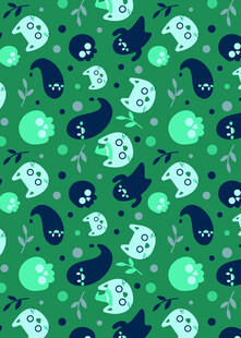绿色卡通幽灵图案背景