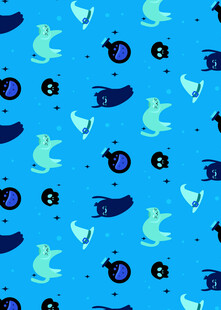 蓝色海洋动物图案背景