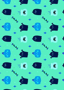 蓝绿小鱼图案背景纹理
