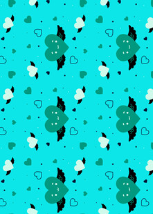 蓝底绿植图案背景