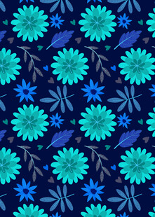 蓝绿花卉图案背景纹理