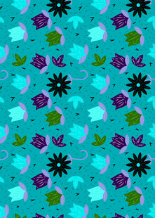 蓝底多彩花卉图案纹理