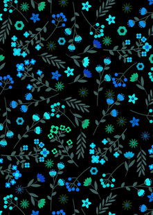 黑色底花卉植物图案纹理