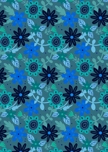 蓝绿花卉图案背景