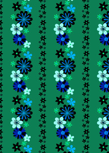 蓝绿花卉图案织物纹理