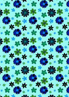 蓝绿花卉图案背景纹理