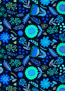 蓝色花卉图案纹理背景